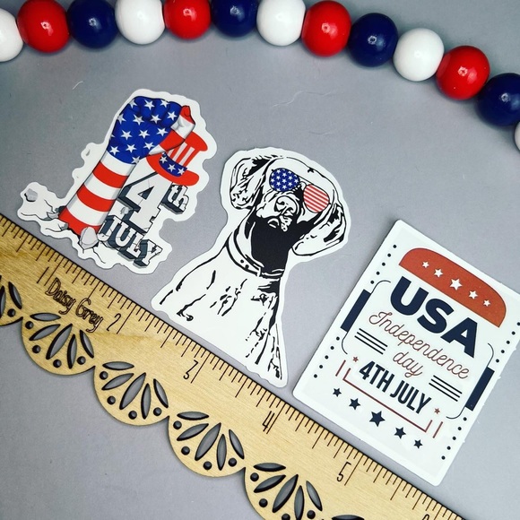 Celebrating The USA, 50 High Quality Patriotic Decal Stickers With Flags, Gnomes - Picture 3 of 16